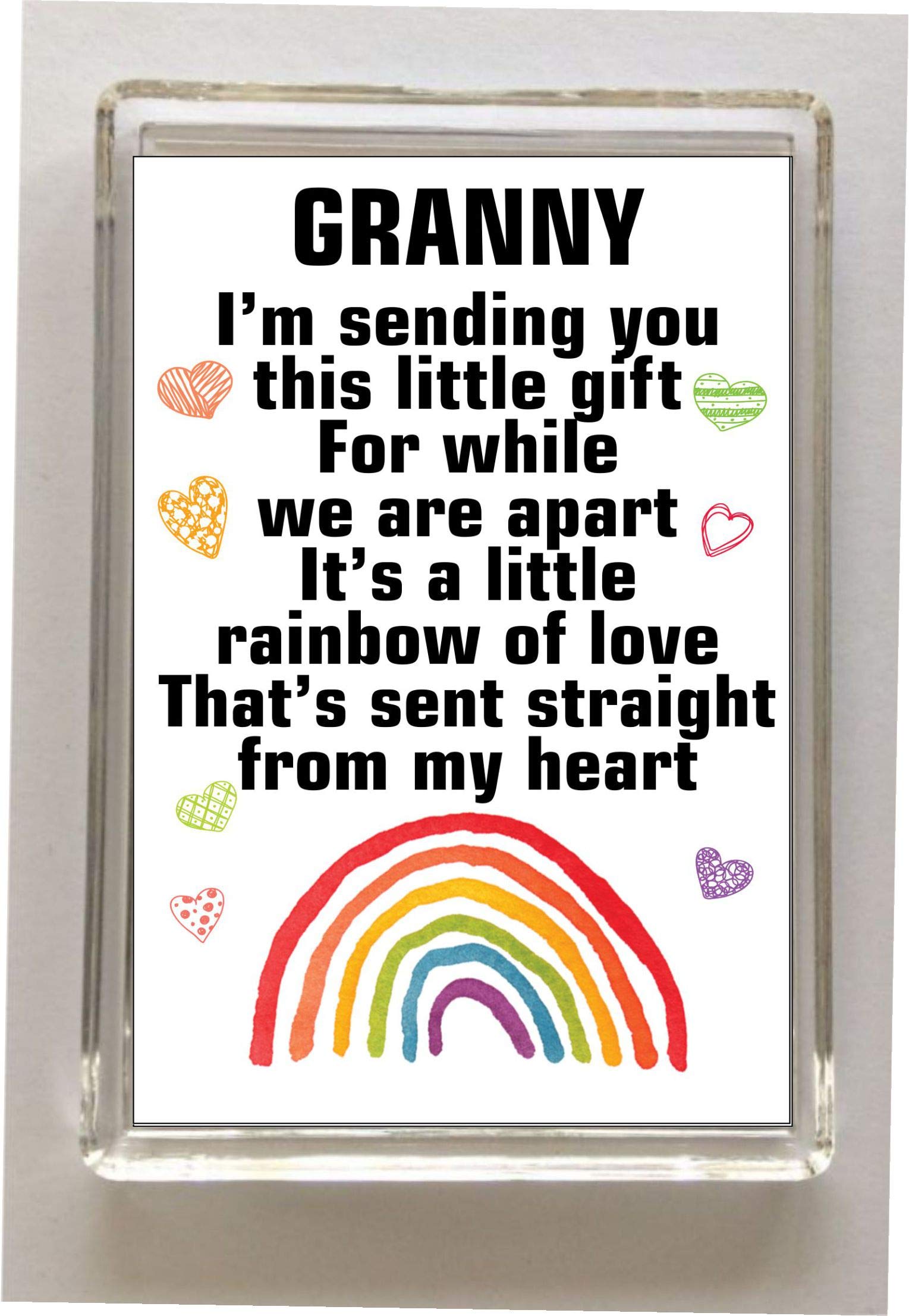 Decalarama White Granny Rainbow Fridge Magnet Gift, I'm Sending You This Little Gift, Positive Quote, Friendship Ideal Novelty Present Gift