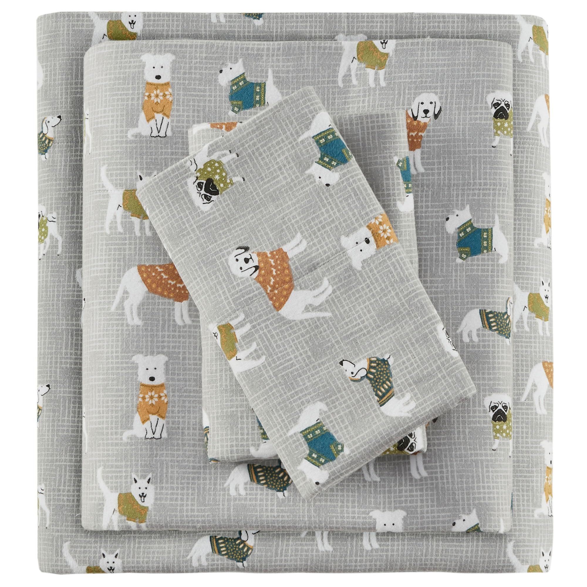 Sleep Philosophy True Nord by Kuscheliges Flanell-Bettwäsche-Set, 100% Baumwolle, Bedruckt, Tiere, Sterne, niedlich, ultraweich, für kaltes Wetter, 4-teilig