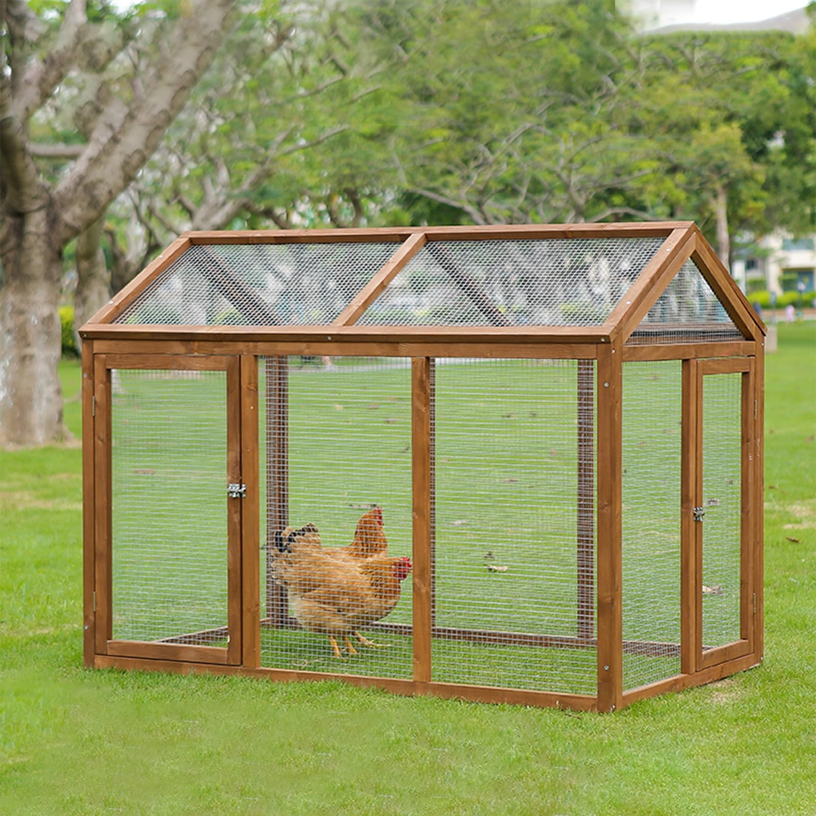 Amazon | 大型鶏小屋、屋外用ウサギ小屋、鍵付きドア付き、掃除