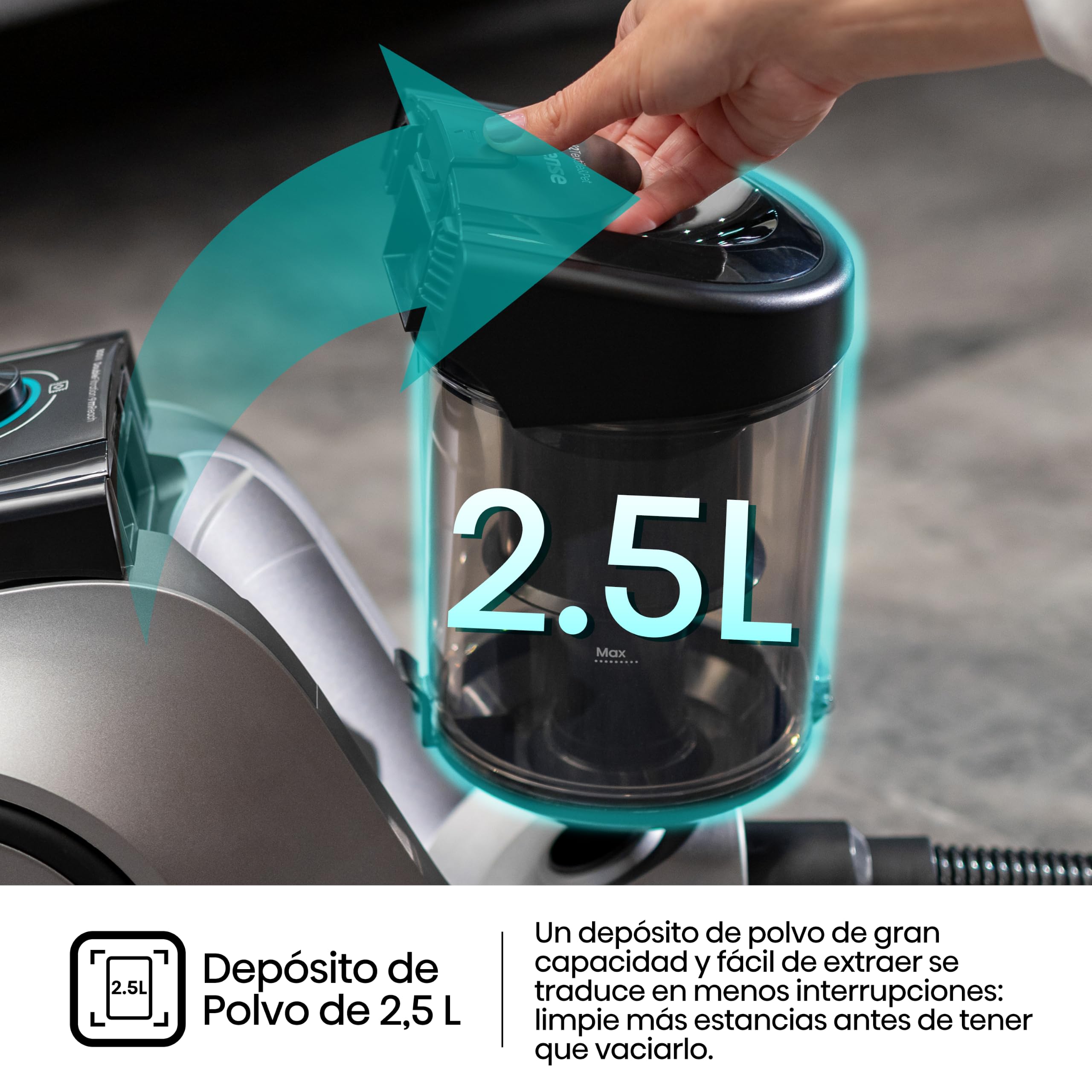 Hisense HVC20E3H2TPA Aspiradora Trineo ciclónica sin Bolsa, Cepillo HI2 Textil y Mascotas, Potente succión de 160W, Tubo telescópico metálico y Boquilla con Cepillo 2 en 1 para Suelos Duros