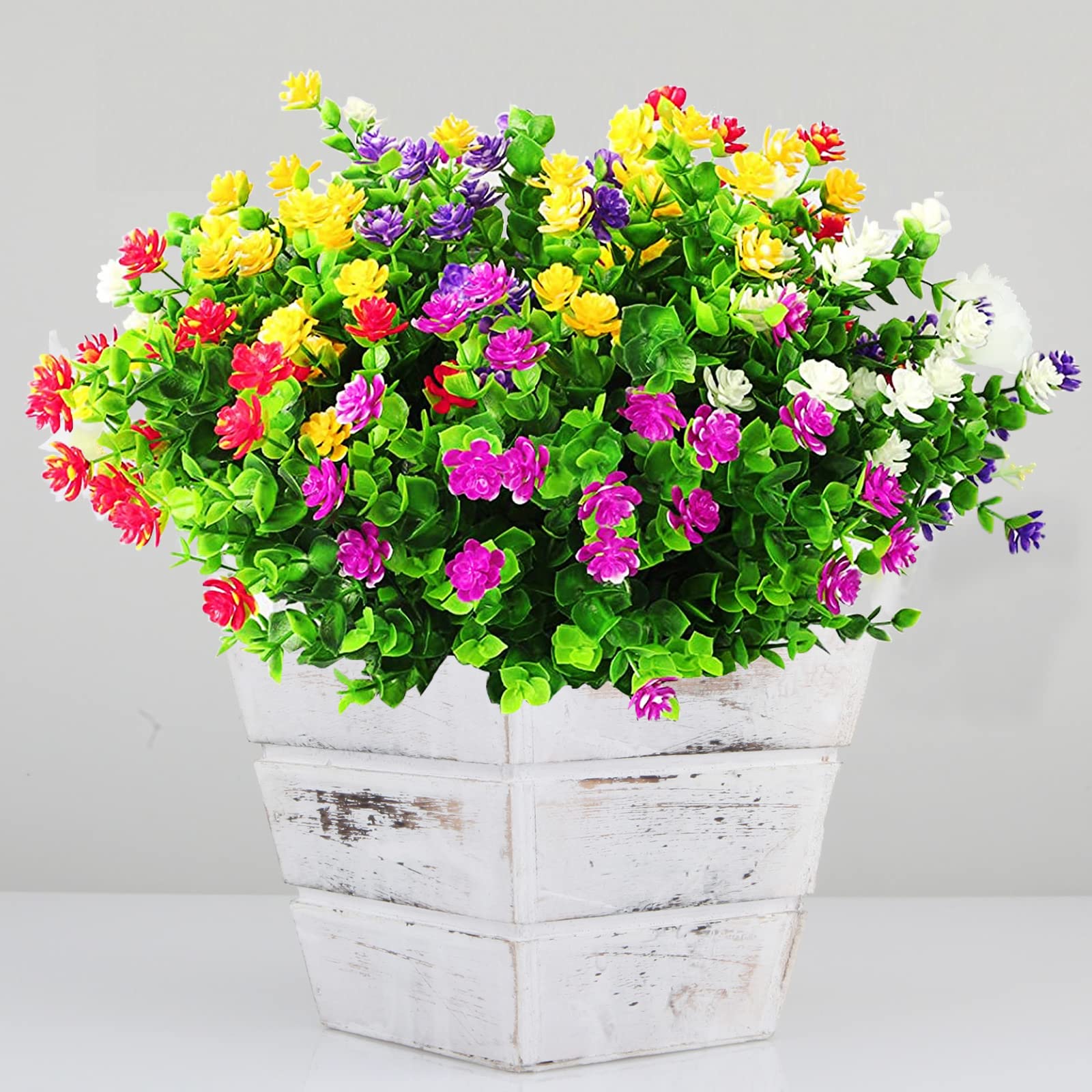 8 Fasci Di Arbusti Artificiali Artificiali All'aperto Di Fiori Finti Piante Resistenti Ai Raggi Uv Finta Plastica Verde Fucsia