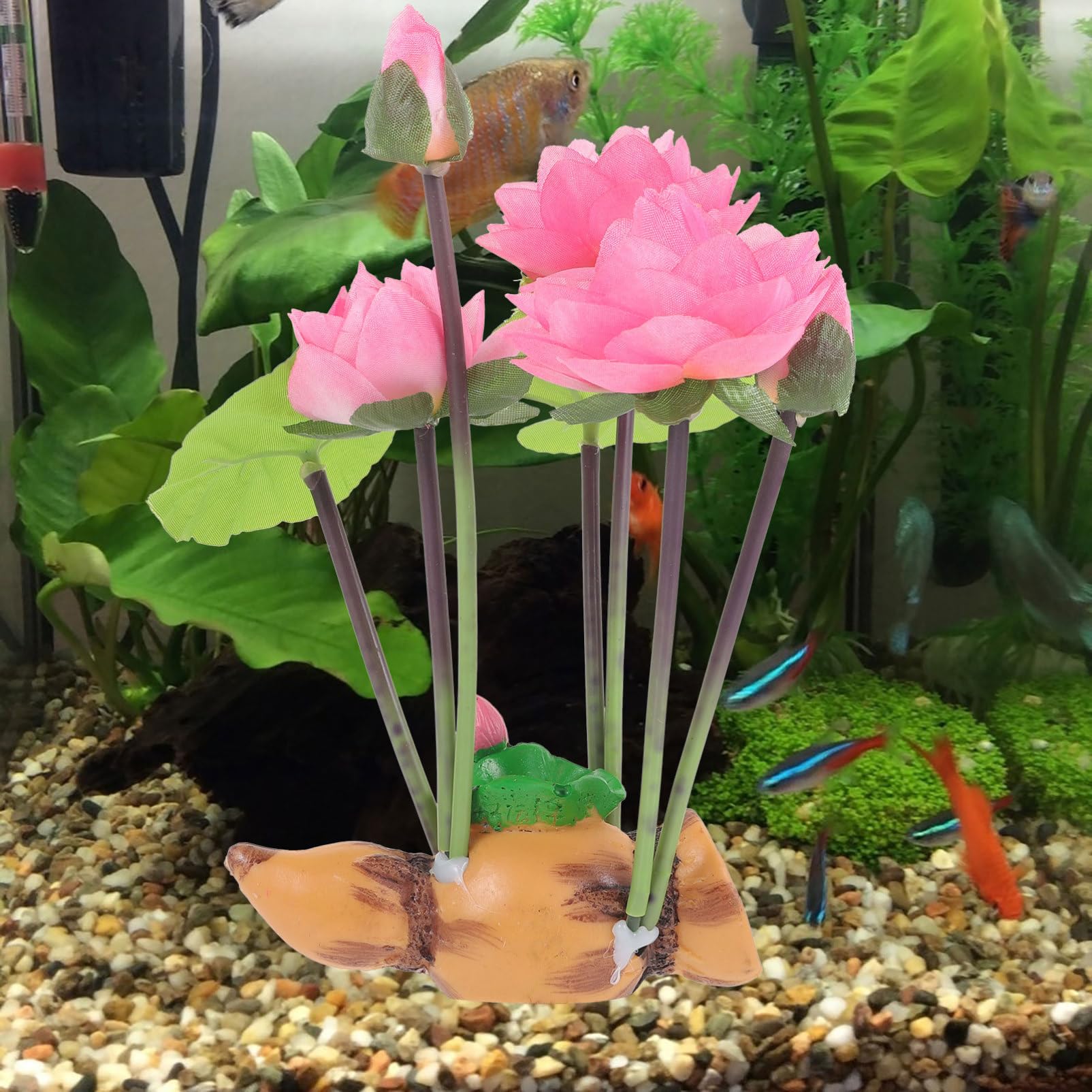 YARNOW 4 Pièces Ornements De Lotus Racine De Lotus Boîte Réservoir Usine Décorations D'aquarium Plante Artificielle pour Aquarium Fausse Herbe D'aquarium Décor De Récif Corallien Résine
