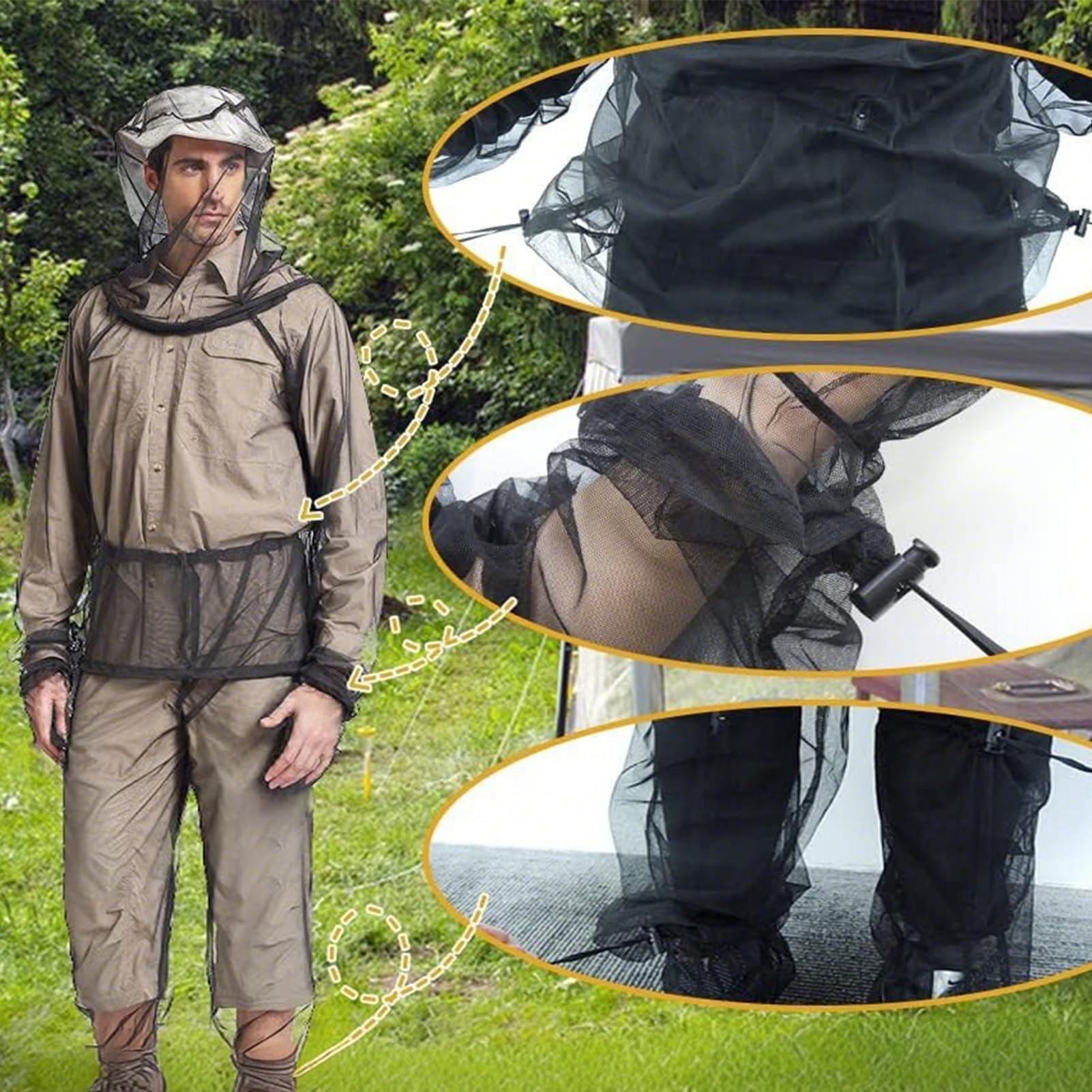 Fly Net Clothing | Tuta Completa in Rete Antinsetto - Maglia Leggera Traspirante con Borsa Trasporto per Zaino Trekking Campeggio Arrampicata