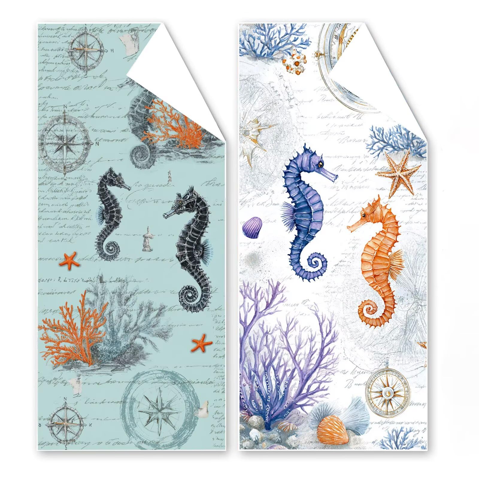 Telo Mare Microfibra 90x180 cm Telo Mare Grande, Asciugamano Palestra Assorbente Asciugatura Rapida, Asciugamano Mare Antisabbi, Compatto Stuoia Spiaggia per Piscina, Viaggio 2 Set- Corallo G1-824
