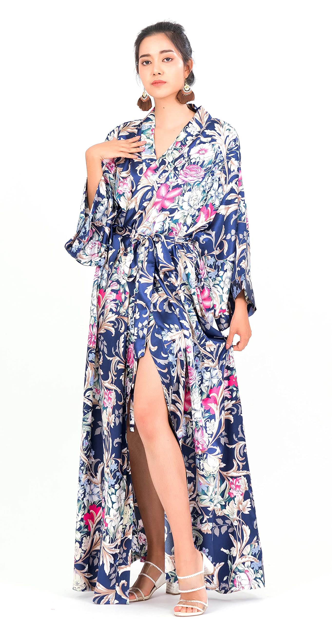 JANA JIRAWomen's Kimono Robe Long with Louis Printed Nightgown Plus size 2XL 3XL 4XL