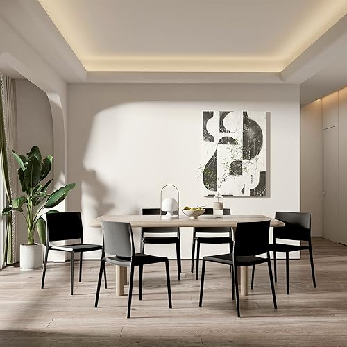 Miniatura 7 de LESHI Juego de 2 sillas de comedor, modernas sillas de comedor con respaldo cuadrado, sillas de plástico de alta calidad apilables para el hogar,