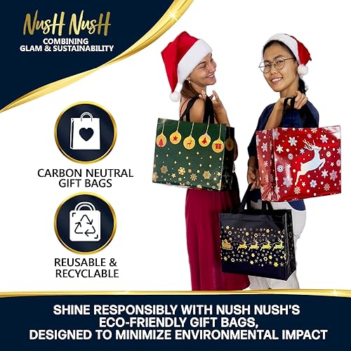 Miniatura 34 de Nush Nush Bolsas de regalo doradas extragrandes – Juego de 12 bolsas de regalo reutilizables extra grandes con asas – Bolsas de regalo XL perfectas