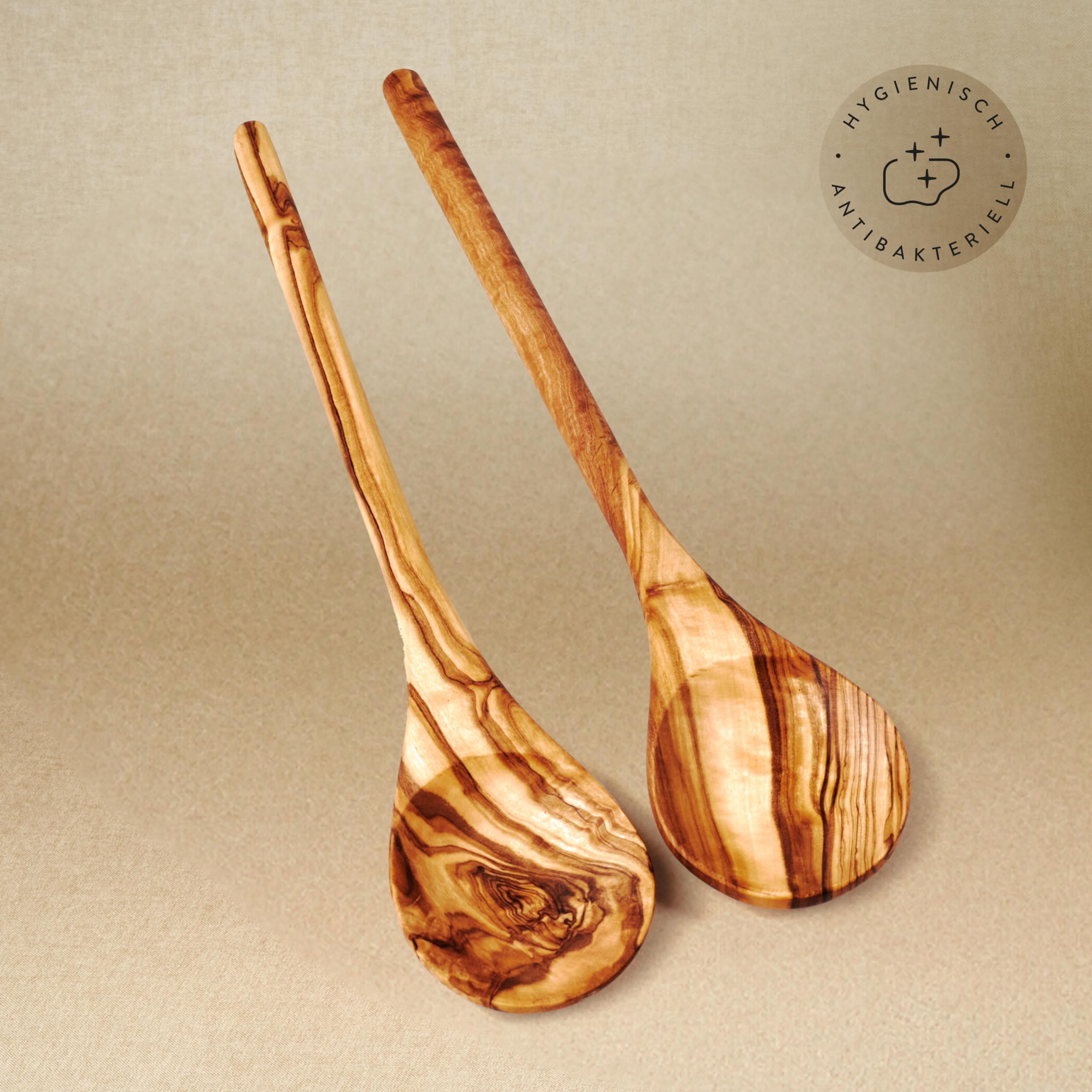 das Olivenholzbrett Olive Wood Cooking Spoon, 2 Pieces Set, Handmade, Brown - Image 2