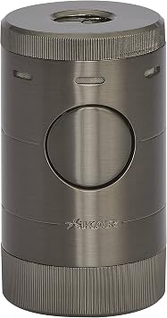 Xikar Volta G2 Tabletop Quad Jet Flame Lighter - Refillable Butane Torch Lighter for Cigars with Push Button Ignition & Flame Adjustment Wheel (Gunmetal)
