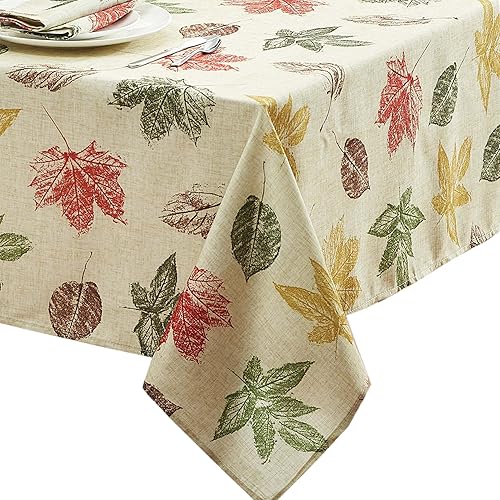 Miniatura 8 de Newbridge Mantel de Acción de Gracias con hojas de otoño abstractas grabadas, resistente a la suciedad, moderno mantel de tela de hoja de otoño de