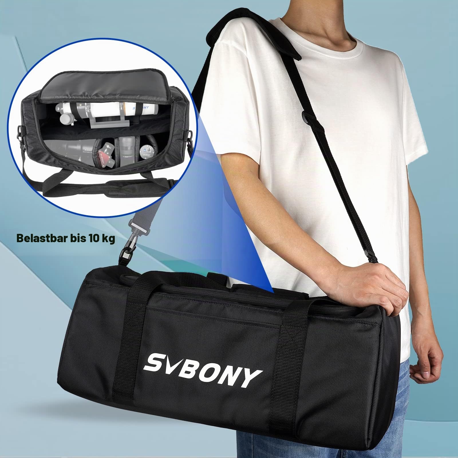 SVBONY SV212 Teleskop Tasche, Gepolsterte Mehrzweck Tragetasche Verstellbarer Schultergurt Passend für SV503 SV550 und Zubehör