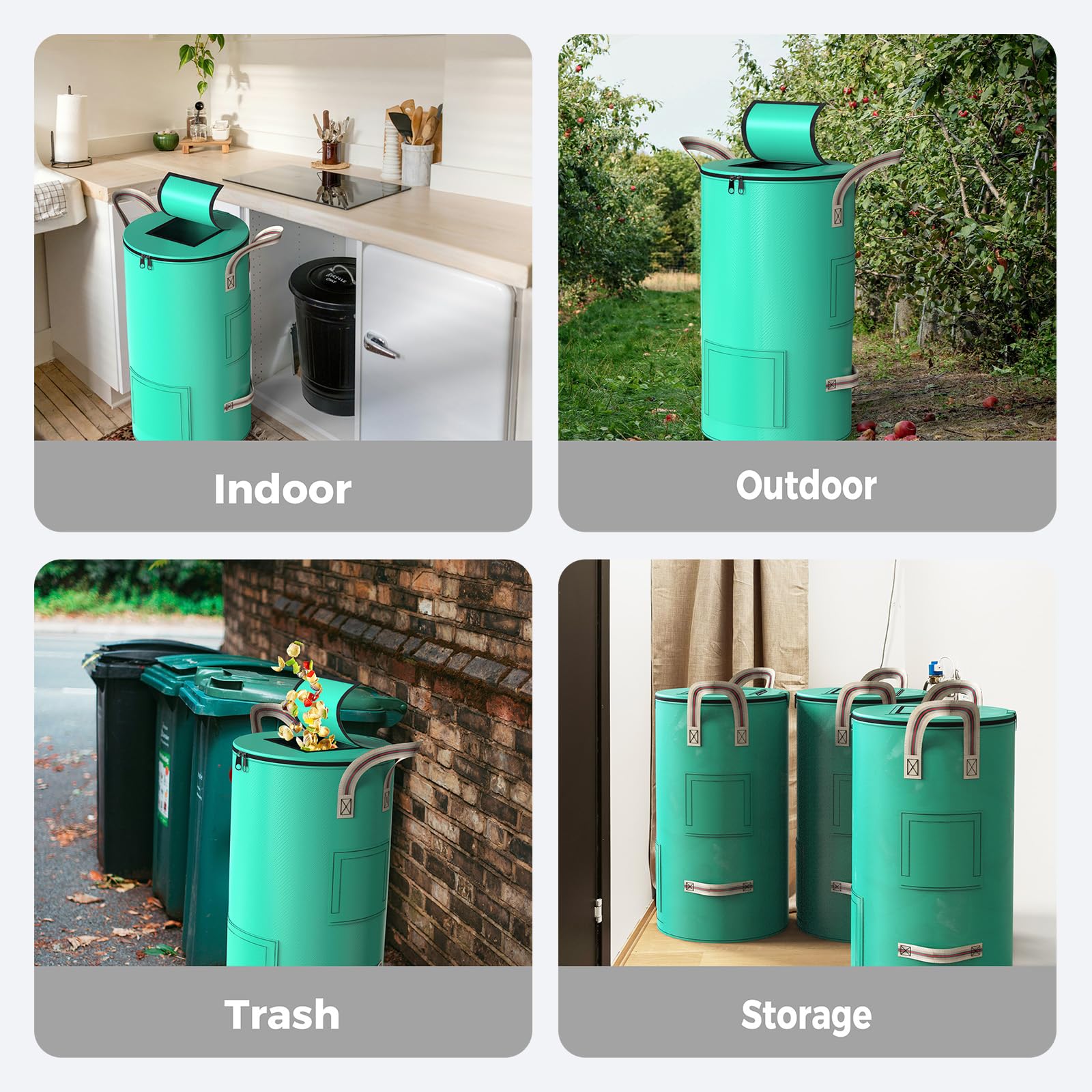 Contenedor de compostaje para exteriores e interiores, bolsas de compostaje de jardín de 32 galones, ventana de pantalla transpirable, bolsas de basura reutilizables para jardín y patio, aceleran el 8