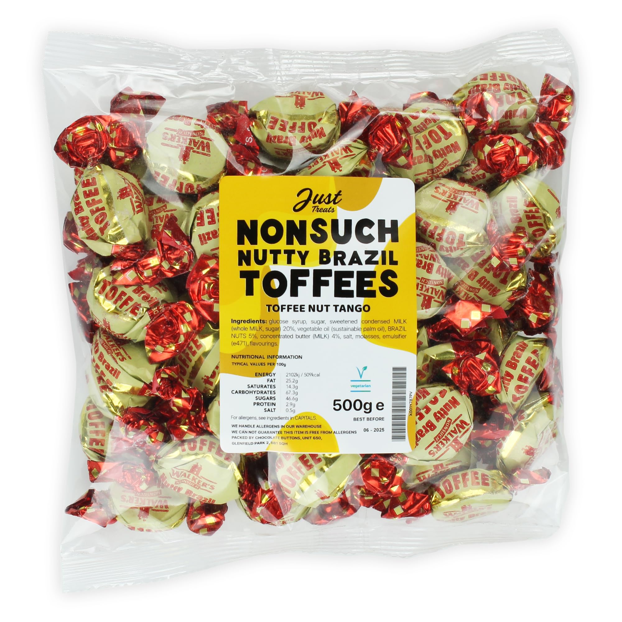Nonsuch Nutty Brazil Toffees (500g Share Bag)