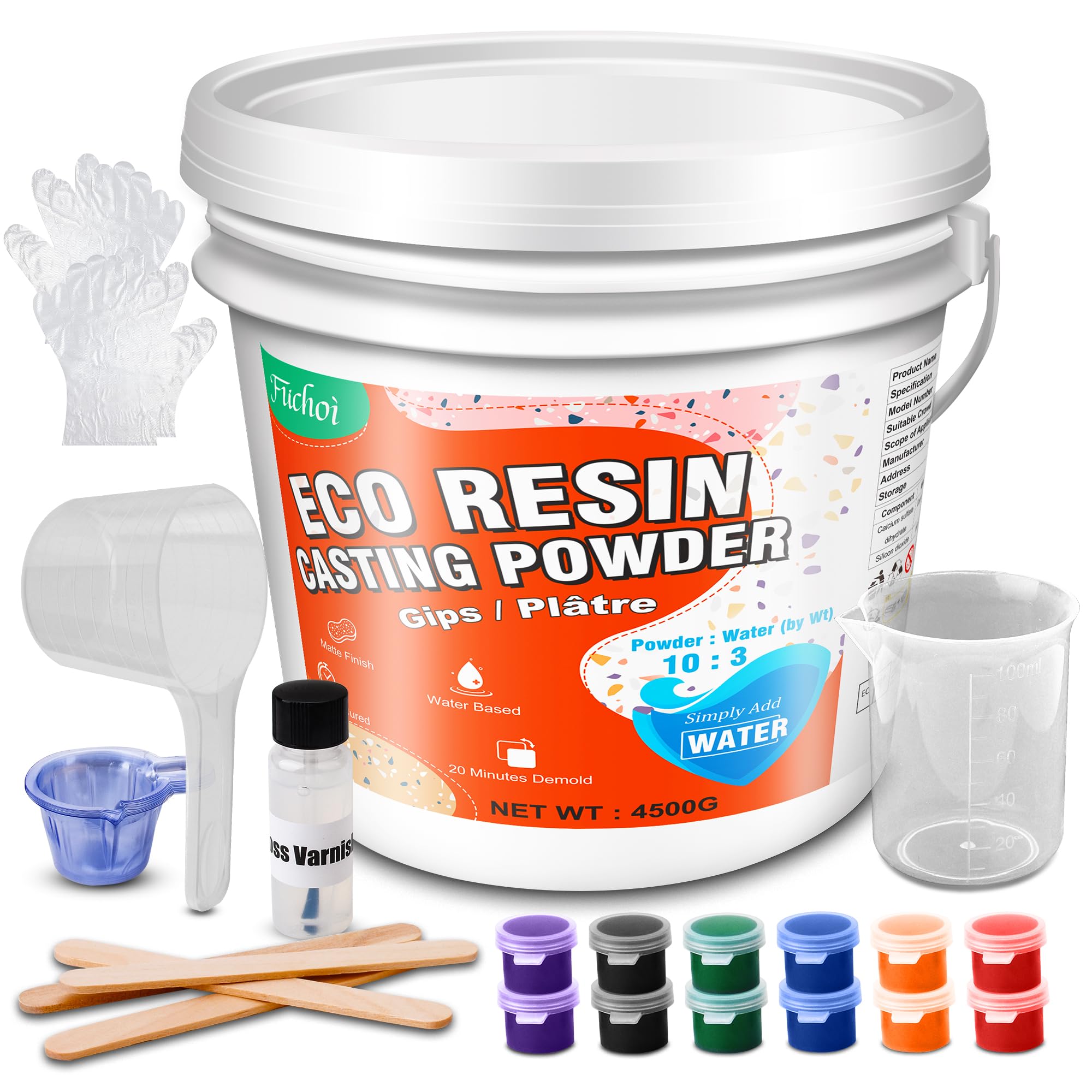 Polvere di colata bianca 4500g - Intonaco attivato dall'acqua | Autolivellante, Facile Da Miscelare e Staccare, a Presa Rapida (20-30 Min), Per Scultura, Decorazione D'Interni e Hobby Creat