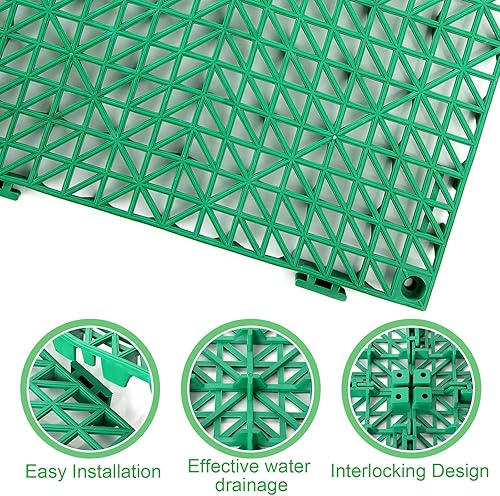 Miniatura 3 de Paquete de 12 baldosas modulares entrelazadas de 12 x 12 pulgadas, antideslizantes, impermeables, de drenaje, azulejos de goma para exteriores, para