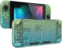 eXtremeRate Botões de substituição DIY para Nintendo Switch, placa traseira personalizada para console Switch, caixa com botões coloridos para Joycon Handheld - gradiente brilhante translúcido verde