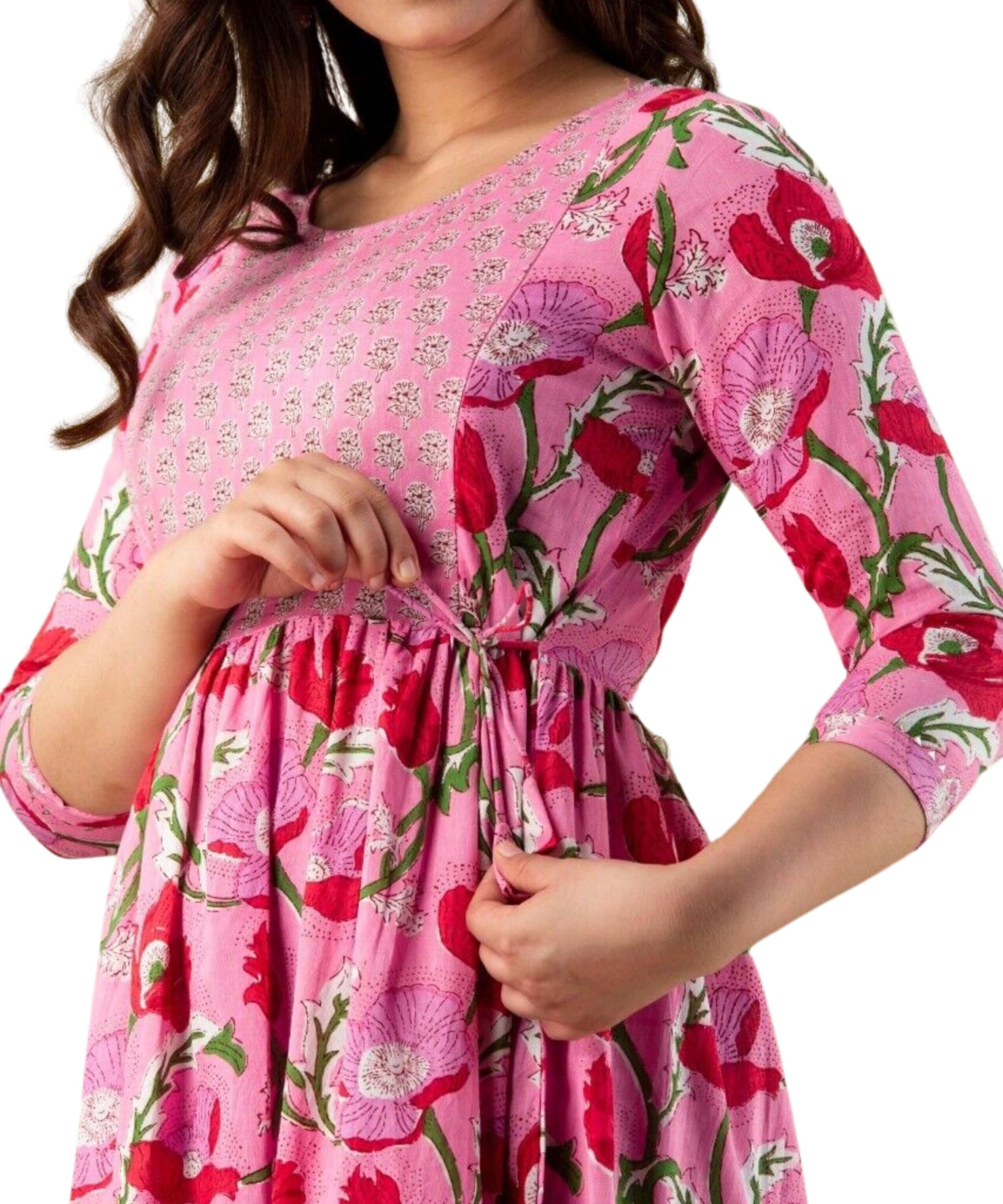 Krishna VASTRAM Women's Pure Cotton All Over Printed Kurti Gown Feeding Dress Maternity Gown Feeding Nighty-picture-47