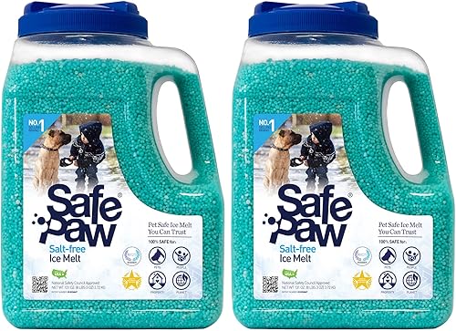Safe Paw Mascotas de hormigón seguro y potente derretimiento de hielo sin sal para calzadas, aceras y varios terrenos, jarra de 8 libras (paquete de