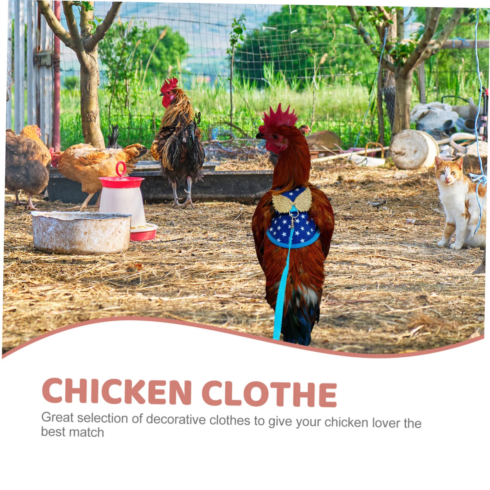 VANZACK Chicken Harness Leash Wear-Resistant Adorable Vest for Household Chicken Polyester Walks Runs