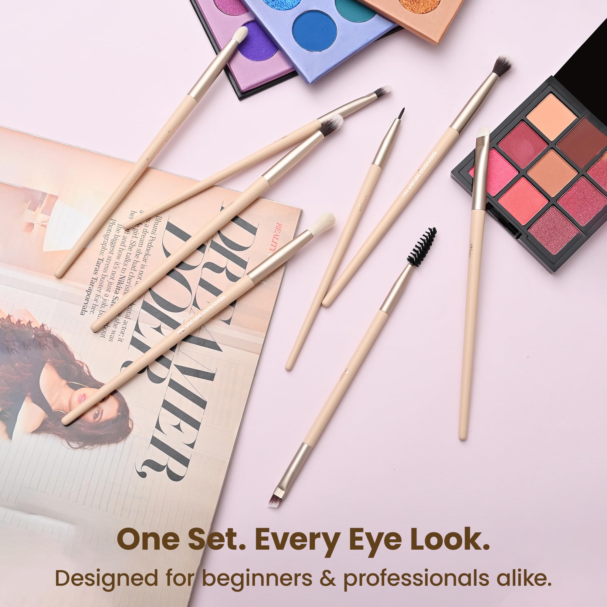Milagro Beauty Eye Essential - Set di pennelli da trucco, include pennelli per sfumatura, ombretto, eyeliner, sfumature, pieghe grandi, matita, evidenziatore, occultamento e fondotinta, con elegante