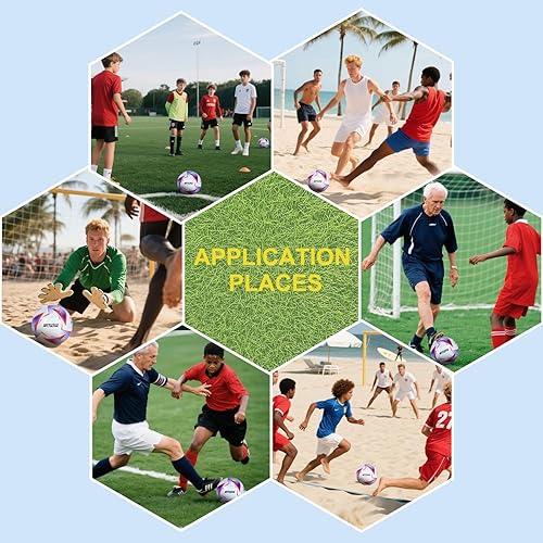 Miniatura 9 de Balón de fútbol tamaño 5 Balón de fútbol profesional para partido y entrenamiento, cubierta de piel sintética con vejiga de goma engarzada, incluye