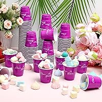 Vista 7 de Lounsweer 100 vasos de plástico de 2 onzas, vasos desechables, mini vasos de plástico para fiesta de despedida de soltera, degustación