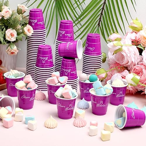 Miniatura 7 de Lounsweer 100 vasos de plástico de 2 onzas, vasos desechables, mini vasos de plástico para fiesta de despedida de soltera, degustación de