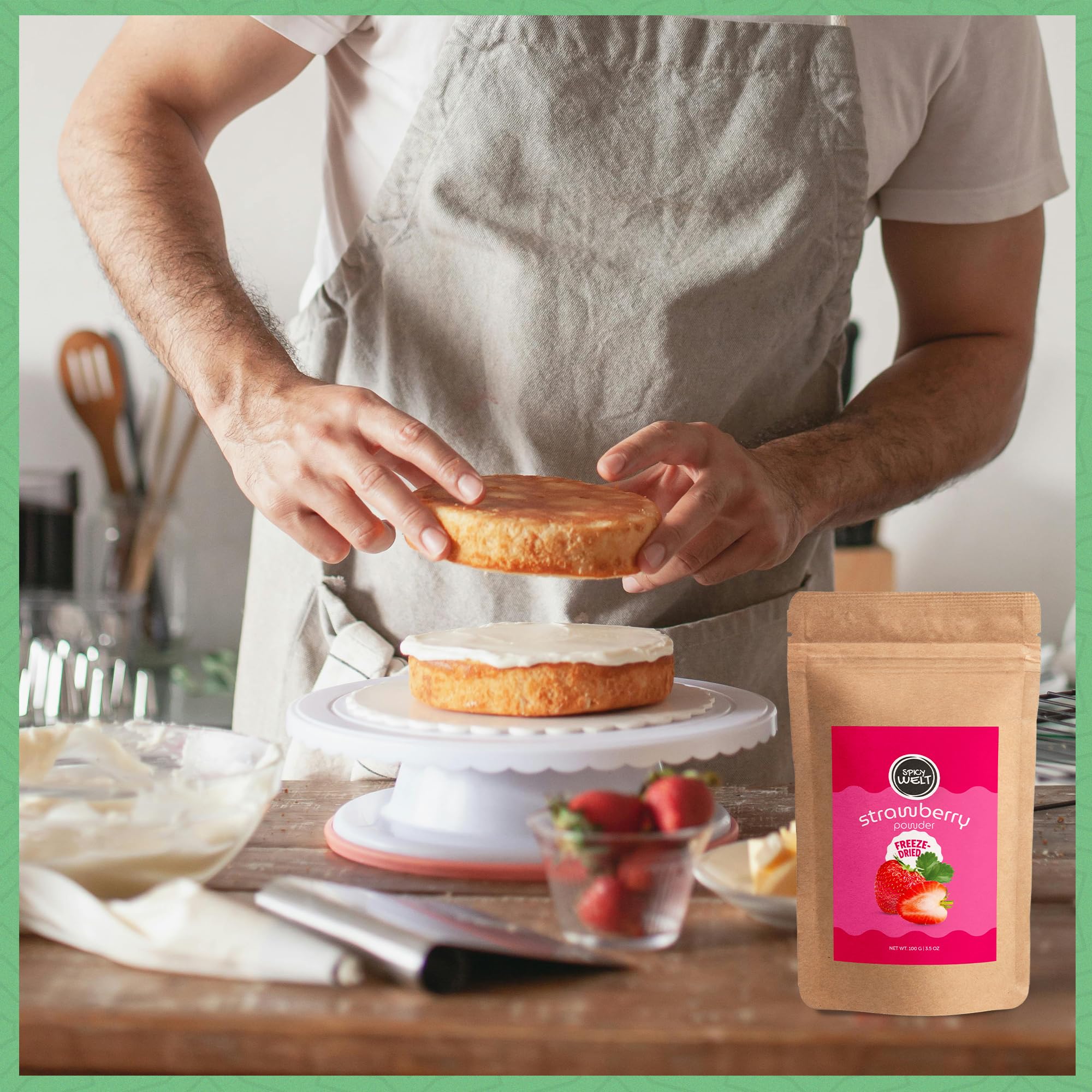 Spicy Welt Polvo de Fresa Liofilizada (100g) – Fresas Molidas Naturales para Batidos y Repostería