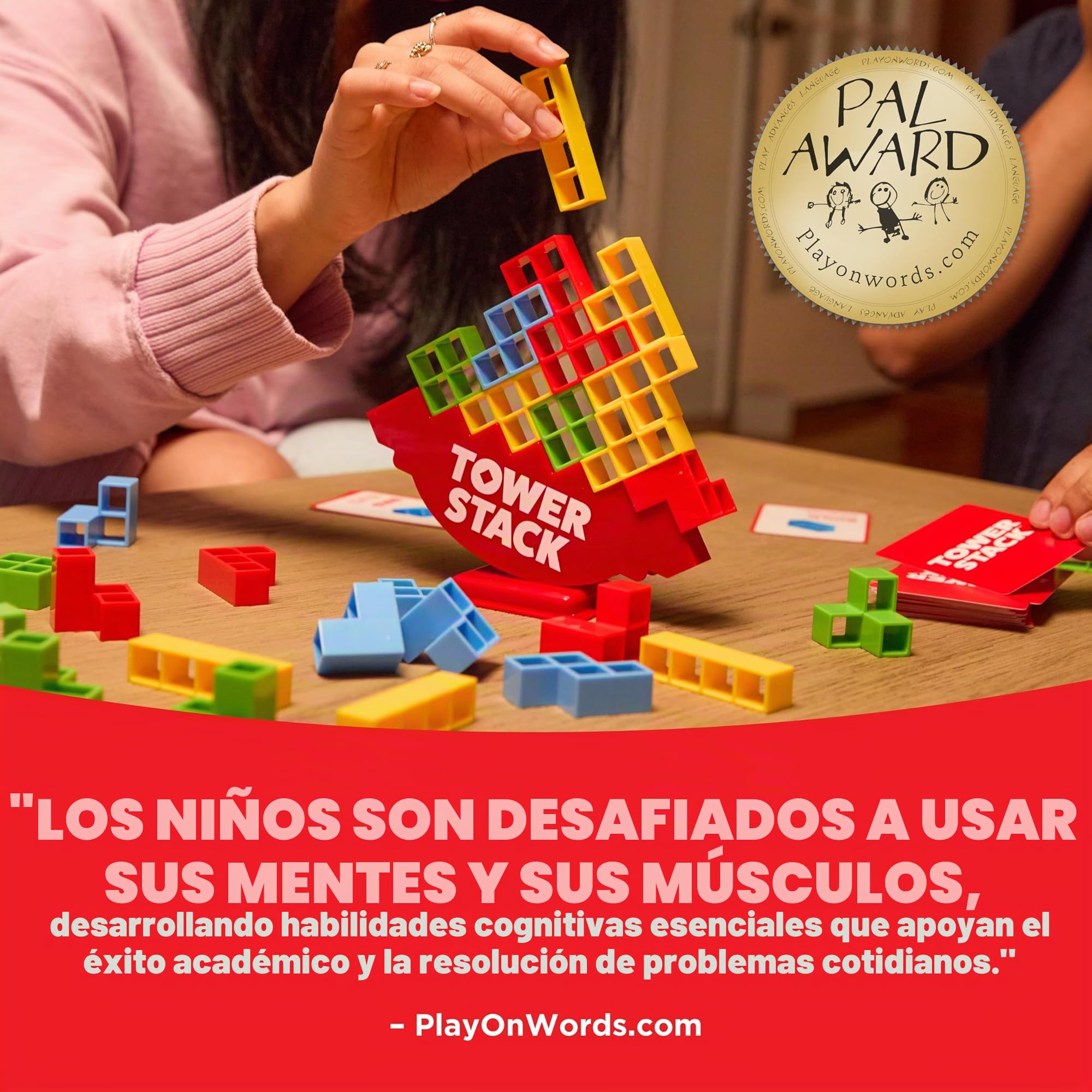 Tower Stack - Desafío de apilamiento Cara a Cara, Juegos para niños de 8 a 12 años, Juegos Familiares para niños y Adultos de Relatable