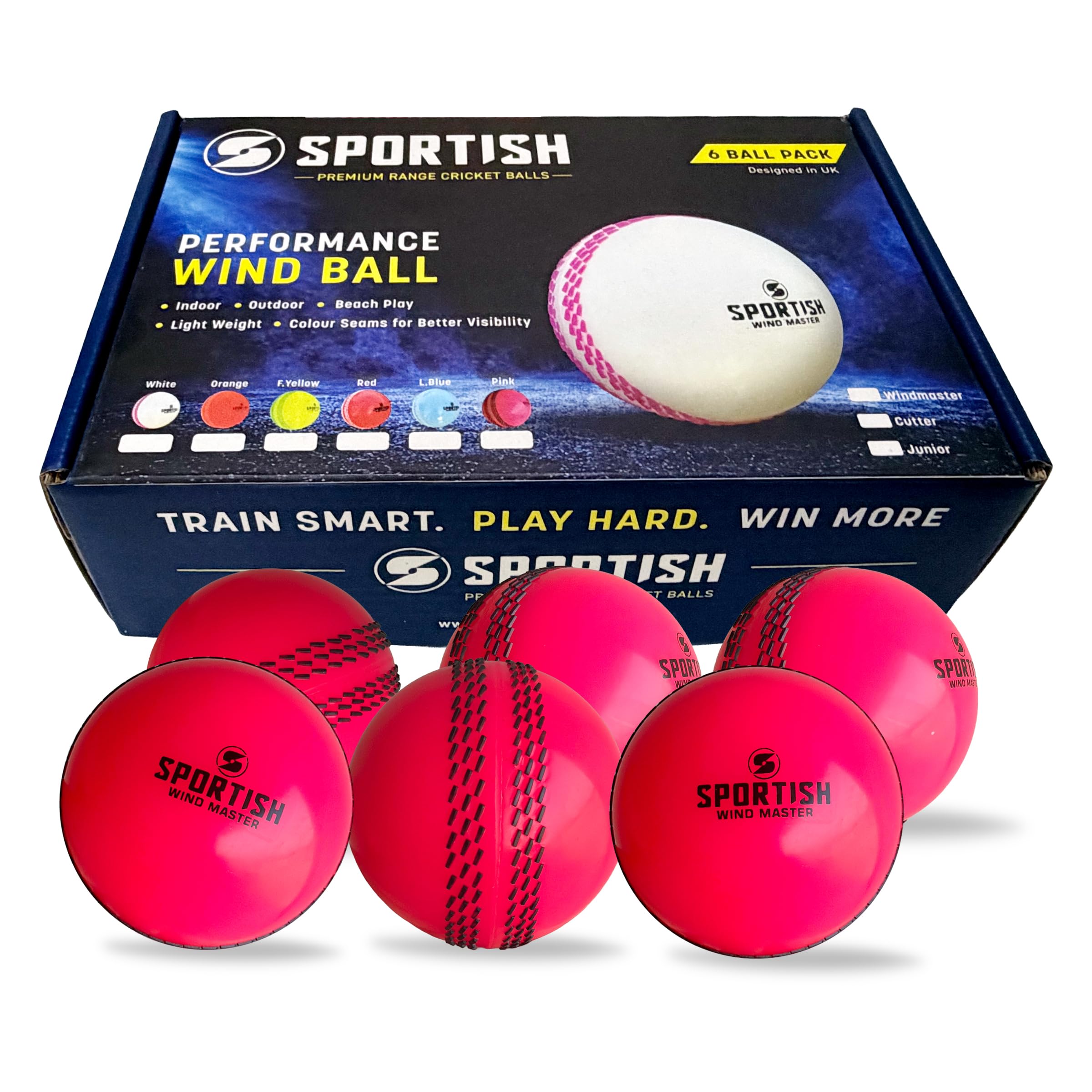 SPORTISH Soft Wind Cricket Ball Pack of 6 - Pink Practice & Training Ball