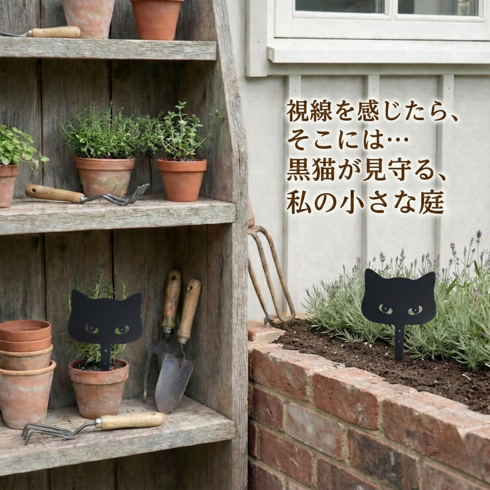 Amazon.co.jp: [VIVIORA]猫 黒猫 ガーデンオブジェ ガーデンピック