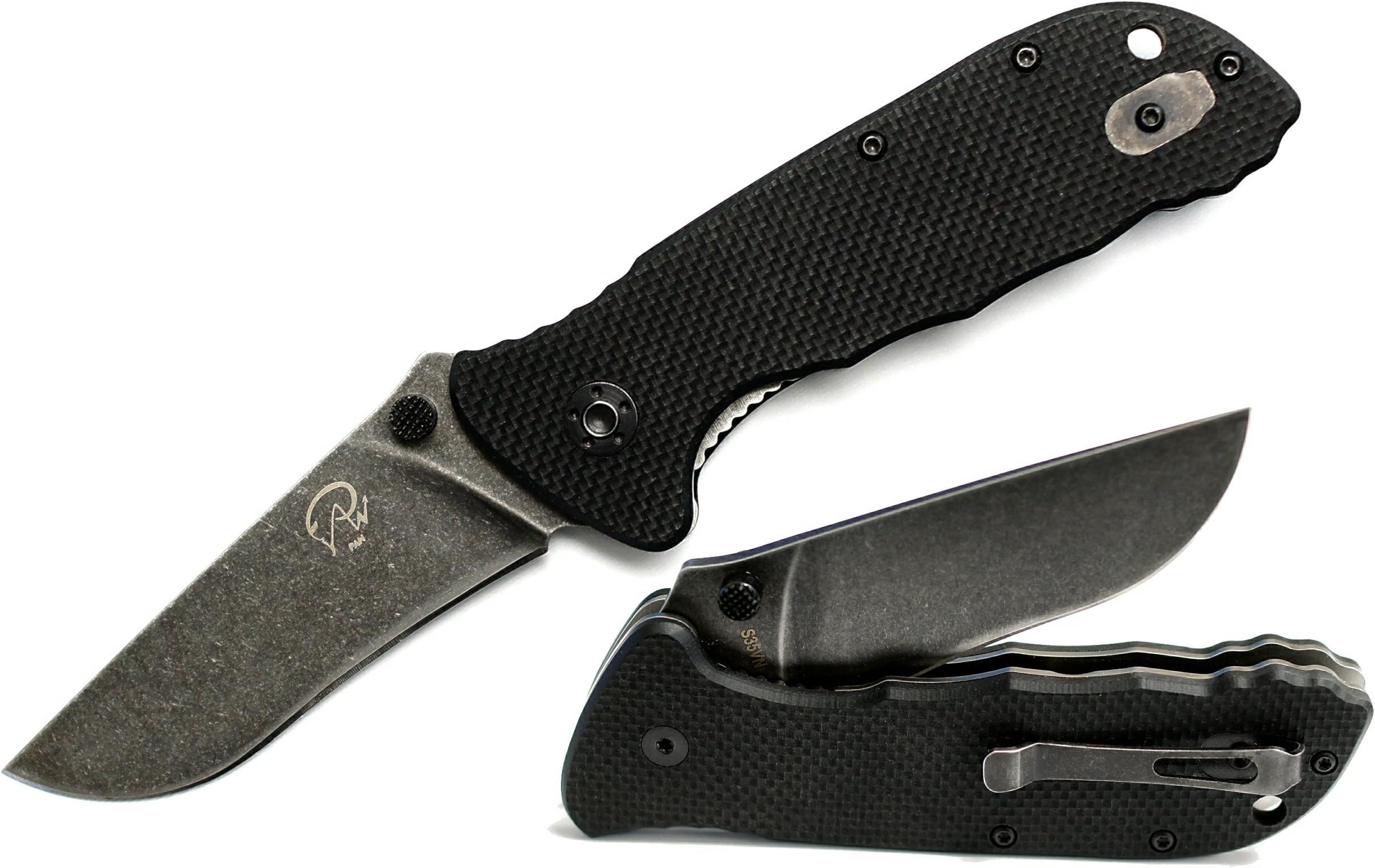 PAN 7.75" Overall Folding Knife CPM-S35VN Stainless Stonewash Blade & G10 Handle