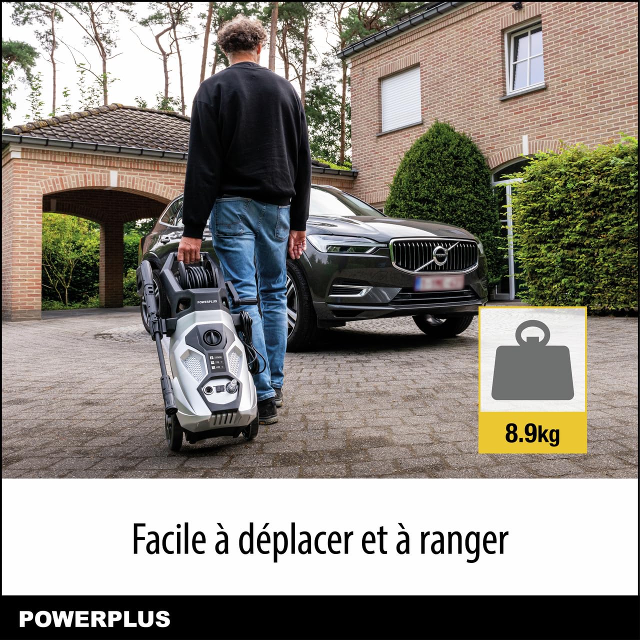 Powerplus Nettoyeur Haute Pression Électrique POWXG90500 - Nettoyeur de Terrasse de 2200 W, Fonction Start/Stop, Pression Max. de 170 Bars et Température de 50°C, Tuyau de 8 m et Accessoires Inclus