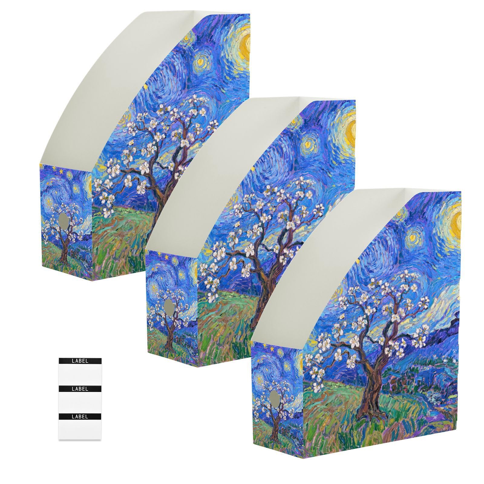 Classeur pliable lot de 6 porte-revues 23x31 cm pour organisation bureau et maison motif ciel étoilé