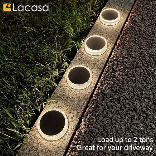 Miniatura 2 de Lacasa Luces solares de cubierta, paquete de 4 luces solares de 30 lm, luces LED de muelle, luz blanca natural de 4000 K, luz para toda la noche,