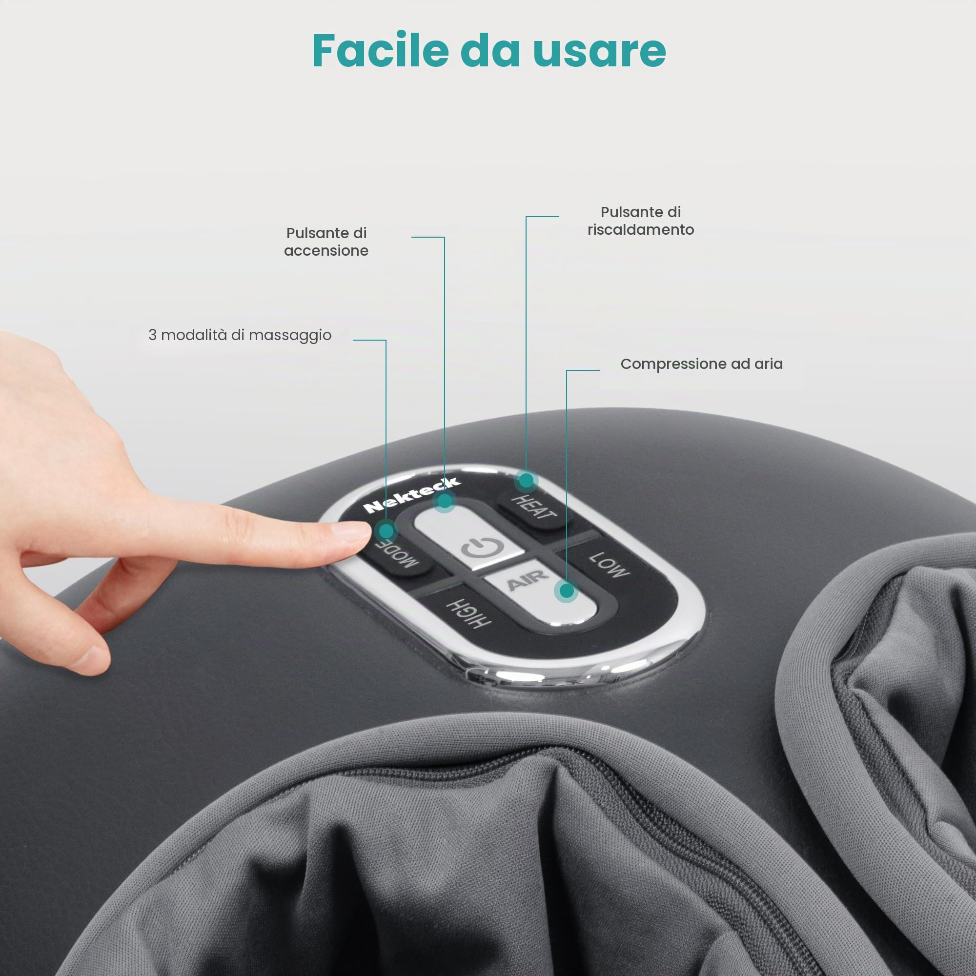 Nekteck Massaggiatore per piedi con calore, macchina per massaggio shiatsu per piedi profondo, compressione dell'aria, migliora la circolazione sanguigna e il benessere del piede (grigio scuro)