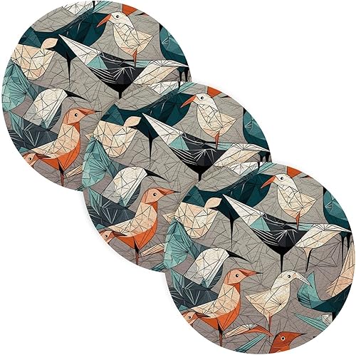 3 Pcs Pot Holders Trivets Set Bird Origami Yellow Blue Green Orange for Hot Pots and Pans 15in Cotton Thread Weave Heat Resistant Hotpads for Crock
