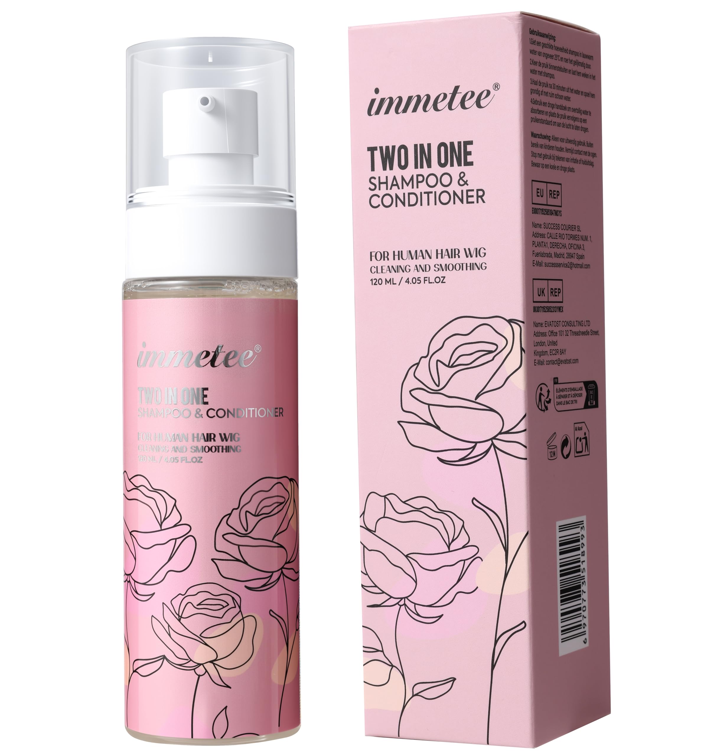 immetee 2 in 1 Shampoo und Conditioner für Perücken, verlängert die Lebensdauer einer Perücke, Shampoo für Perücken. 120 ml (natürliche Perücken)