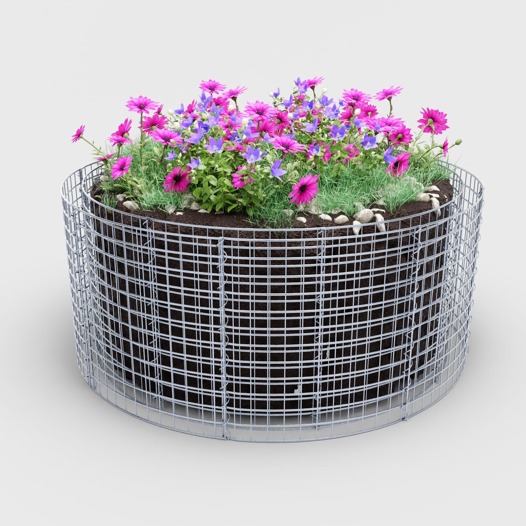 Gabiona Rundes Gabionen Hochbeet - Ø 172 cm, Höhe 50 cm - Robustes Pflanzbeet mit Zink-Alu Beschichtetem Gitter, Inklusive Montagematerial - Perfekt für Gartenfreunde