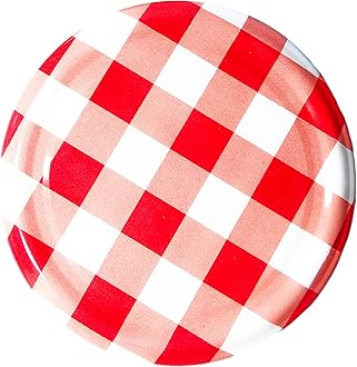 Metal Lug Cap 82 mm Lid for Glass Storage Jars and bottles (brand peerul) (Pack of 6, Red Checkered)