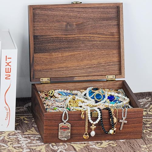 Miniatura 5 de EXISTING Caja de memoria para recuerdos, caja de memoria de madera cortada con láser con corazón floral, caja de almacenamiento grande de madera con