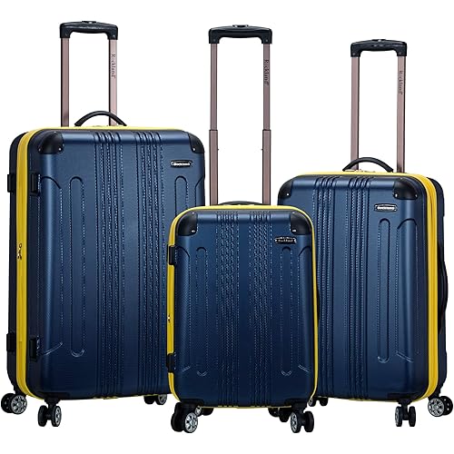 Rockland London Hardside Expandable Luggage with Spinner Wheels, Blue, 28-24-20-Inch