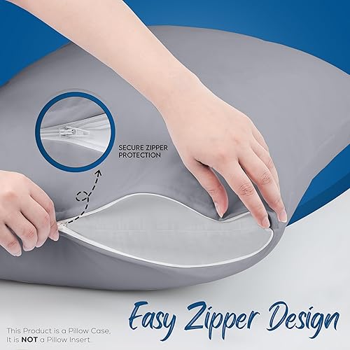 Miniatura 5 de Utopia Bedding Protector de almohada impermeable con cremallera (paquete de 4) Queen Grey - Funda de almohada a prueba de chinches de 20 x 28