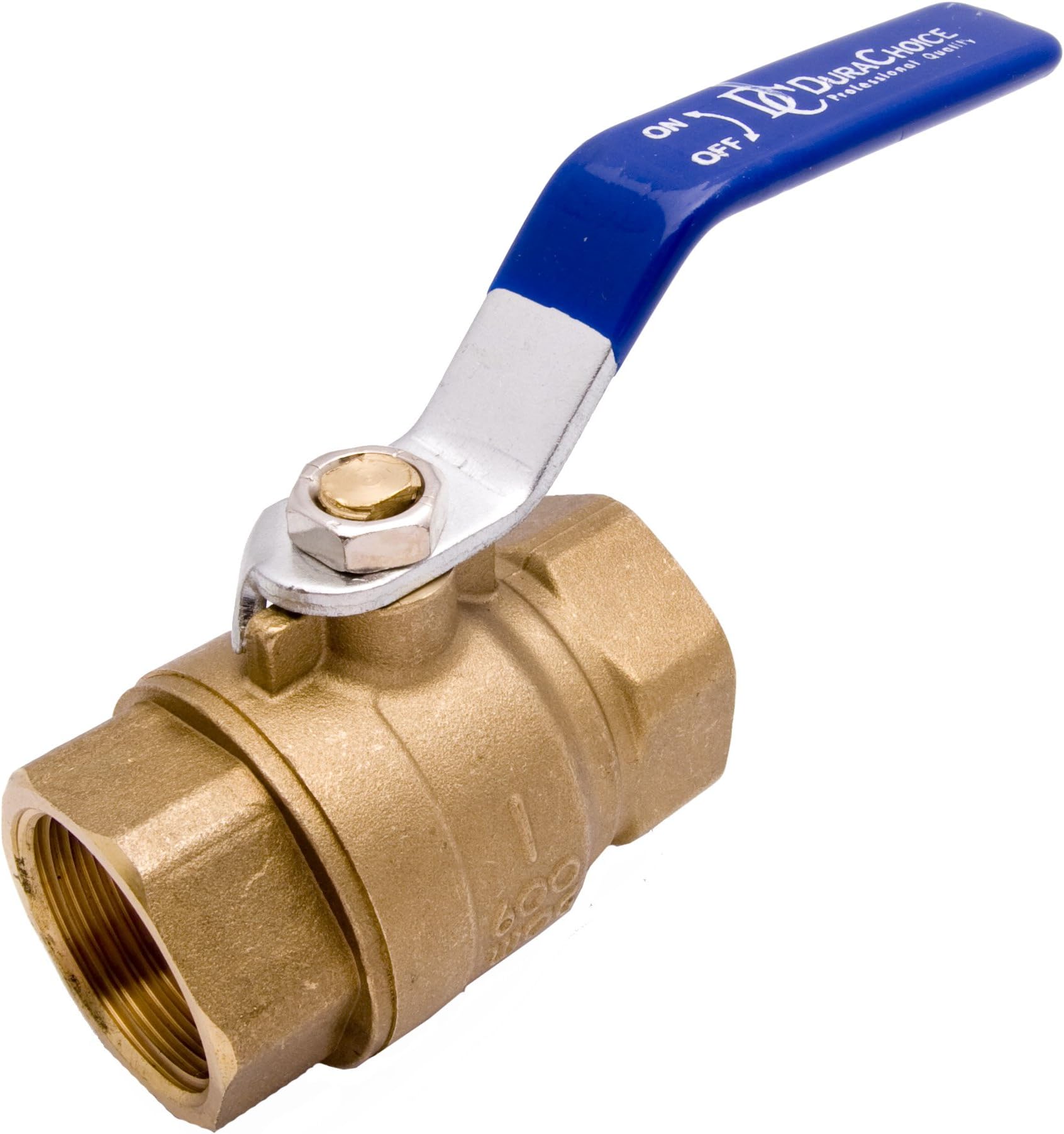 1" Brass Ball Valve - Full Port 600WOG for Water, Oil, and Gas with Blue Handle