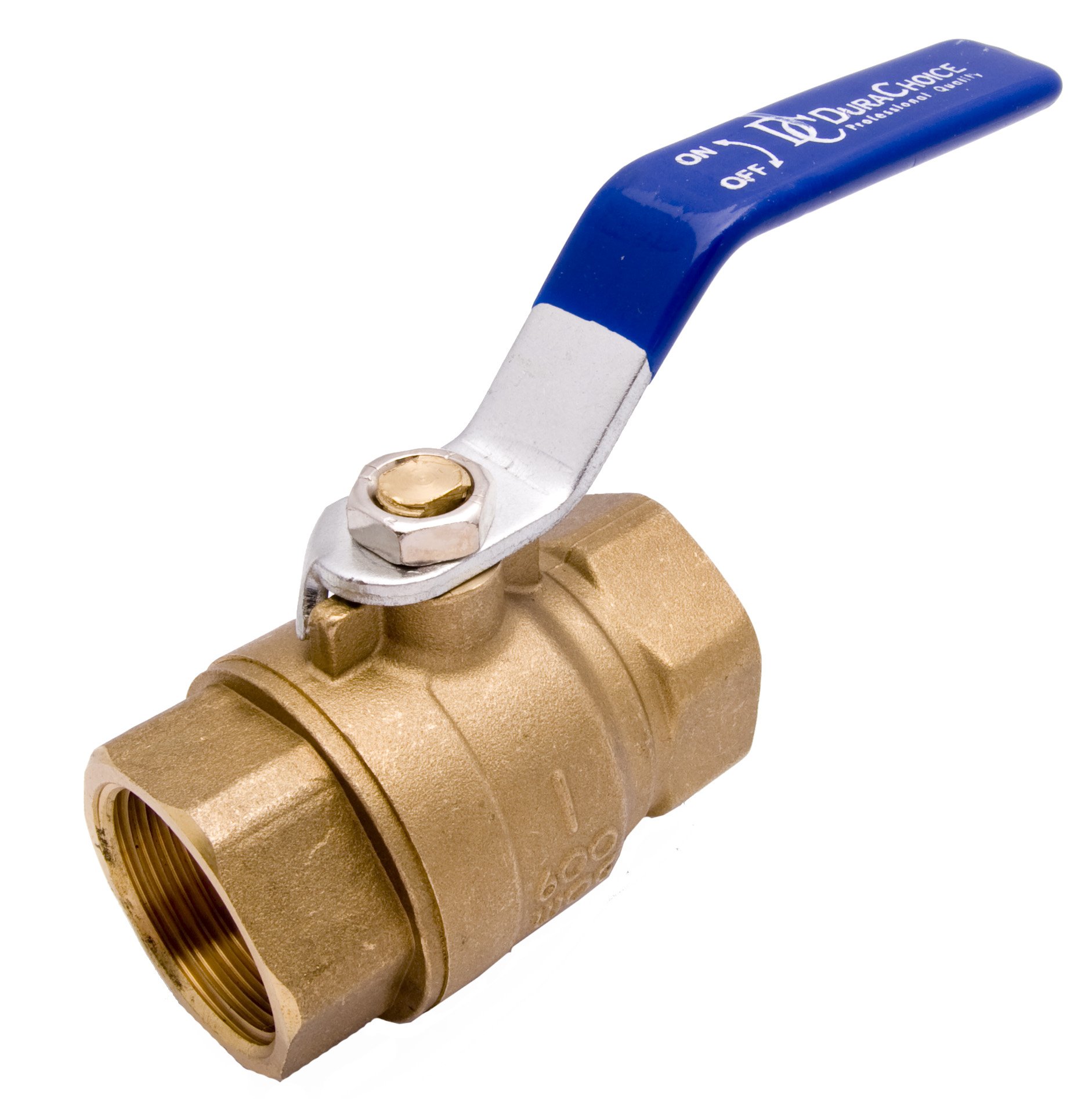 1" Brass Ball Valve - Full Port 600WOG for Water, Oil, and Gas with Blue Handle