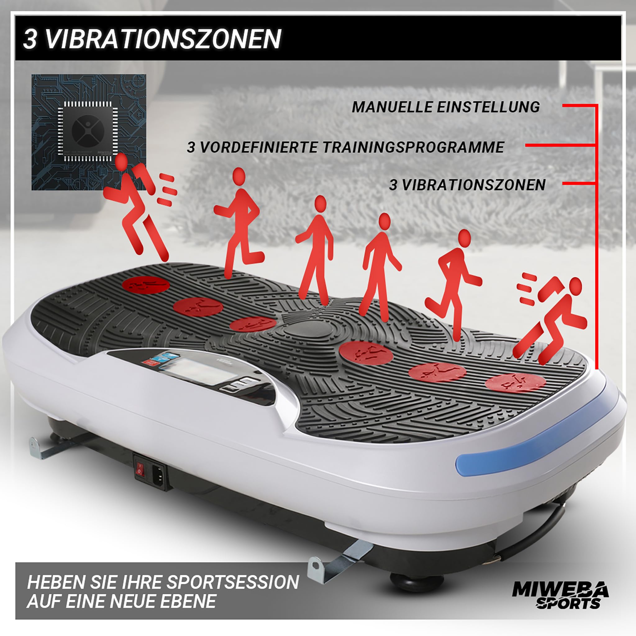 Miweba Sports Fitness 4D Wave Vibrationsplatte MV300 | 𝟑 𝐉𝐀𝐇𝐑𝐄 𝐆𝐀𝐑𝐀𝐍𝐓𝐈𝐄 - 800 Watt - Fernbedienung - Massagegerät - Abnehmen - Fettverbrenner - Fitnessgeräte für Zuhause