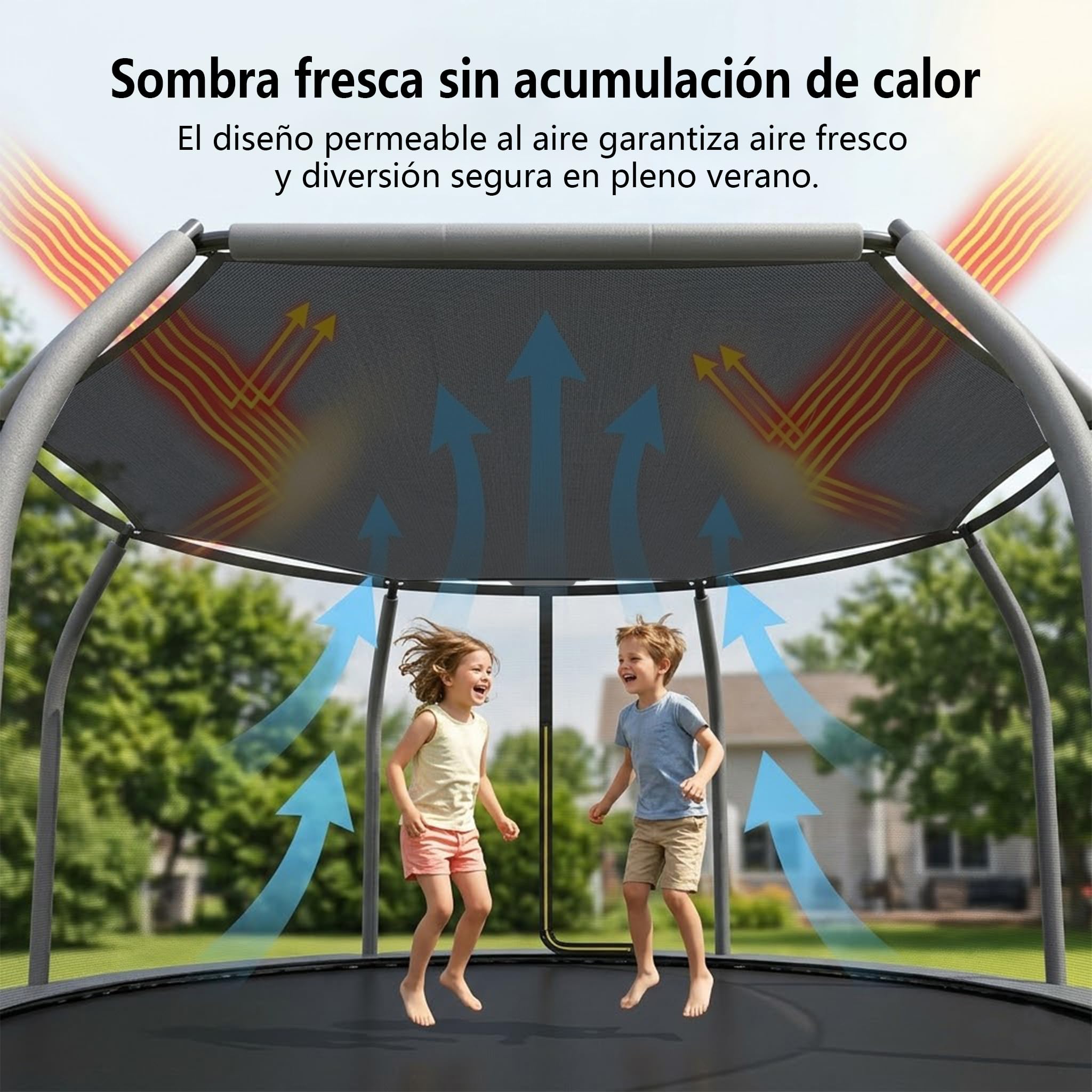 Trampolín de protección solar de 305 cm (10 pies), toldo octogonal de polietileno de 80 g/m² para 8 barras, techo protector permeable al agua (diagonal de 305 cm/distancia lateral 280 cm) para