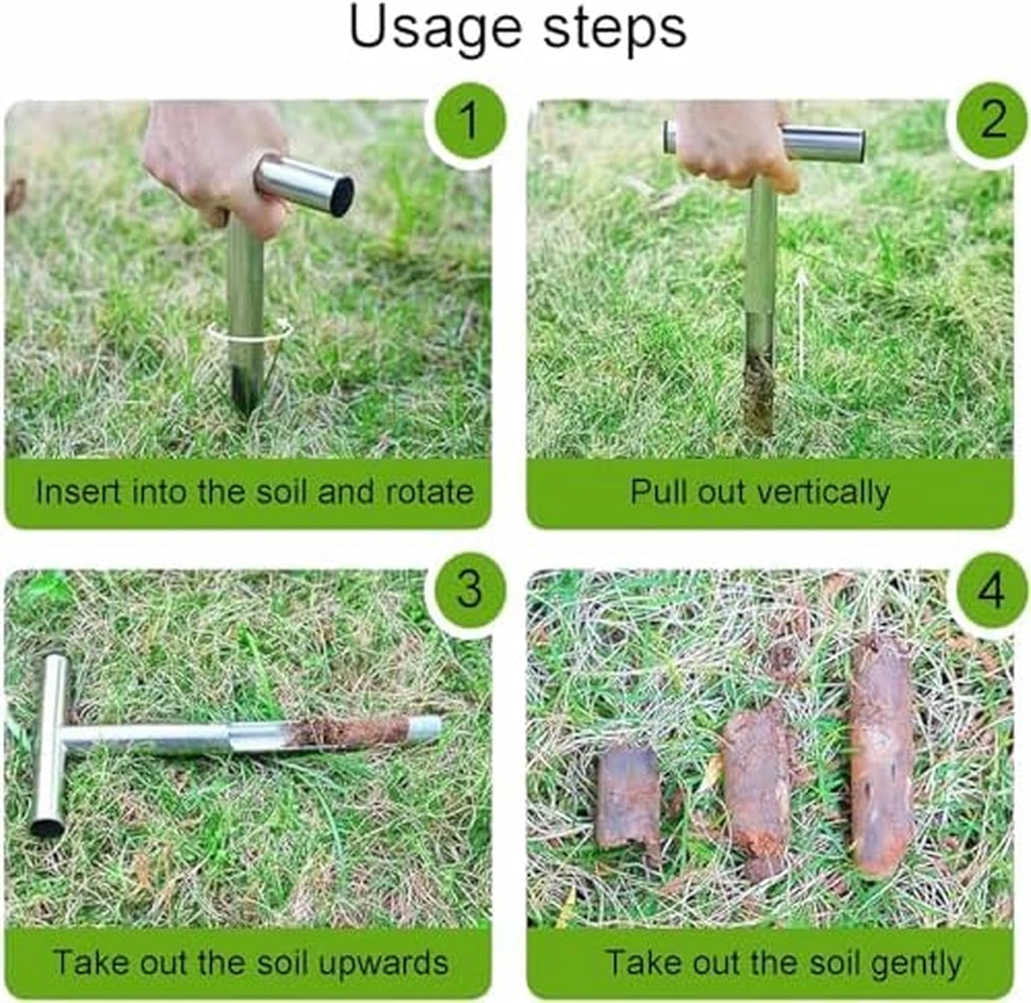 Stainless Steel Grain and Soil Sampling Probe with 90° Rotation Handle for Efficient Garden, Lawn, and Farm Testing