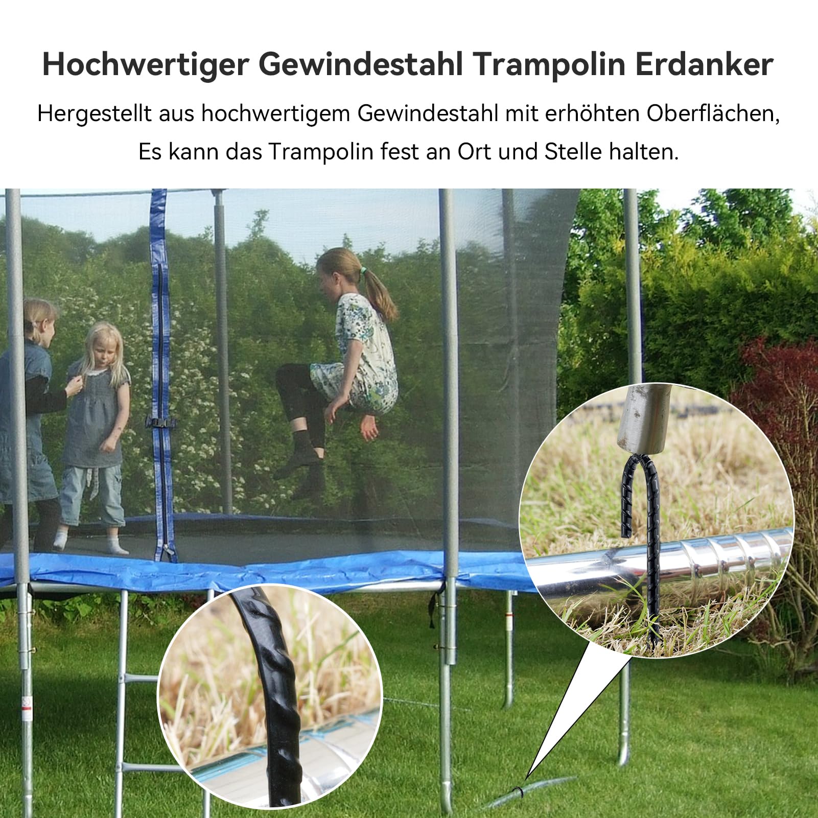 Lot de 36 piquets d'ancrage au sol de 30 cm - Crochets en J - En acier galvanisé - Pour sécuriser trampoline, tentes, auvents, camping, clôture