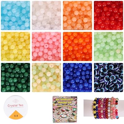 ambitieux Bracelet Making Craft Kit 12 Types of Colorful 400+ pcs of Plastic Beads with Elastic (Light 12 Moon with Evil